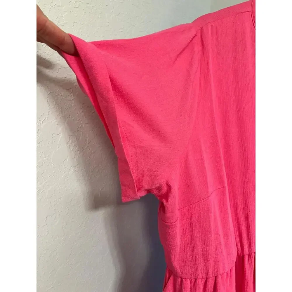 NWT Bright Pink Torrid Mini Washable Gauze Hi Low Waist Tunic Dress Sz 1 - Picture 8 of 9